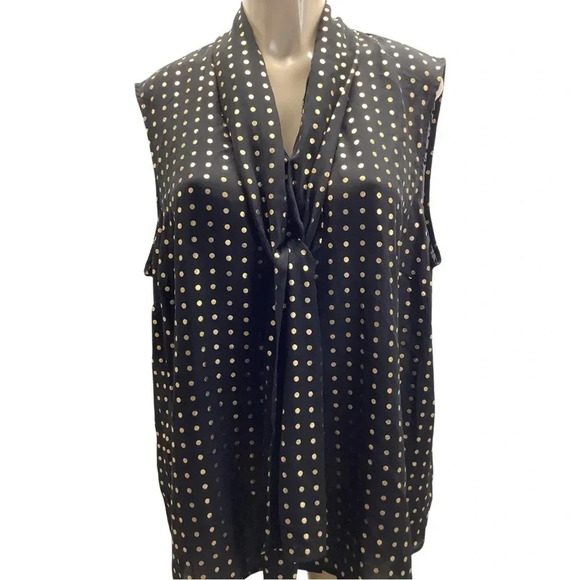 Anne Klein Sleeveless Black & Gold Top With Tie Size 2X New With Tags - Picture 1 of 6